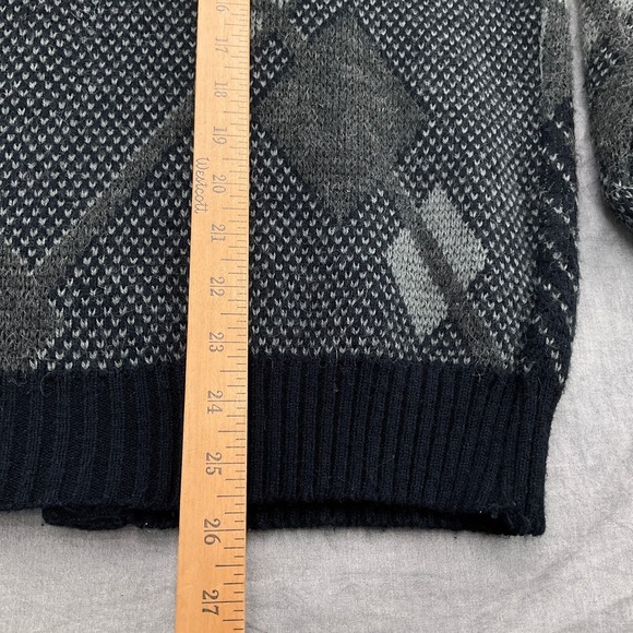Vintage City Streets Cardigan Mens Large Black Geometric Grandpa Acrylic Wool - Picture 10 of 12